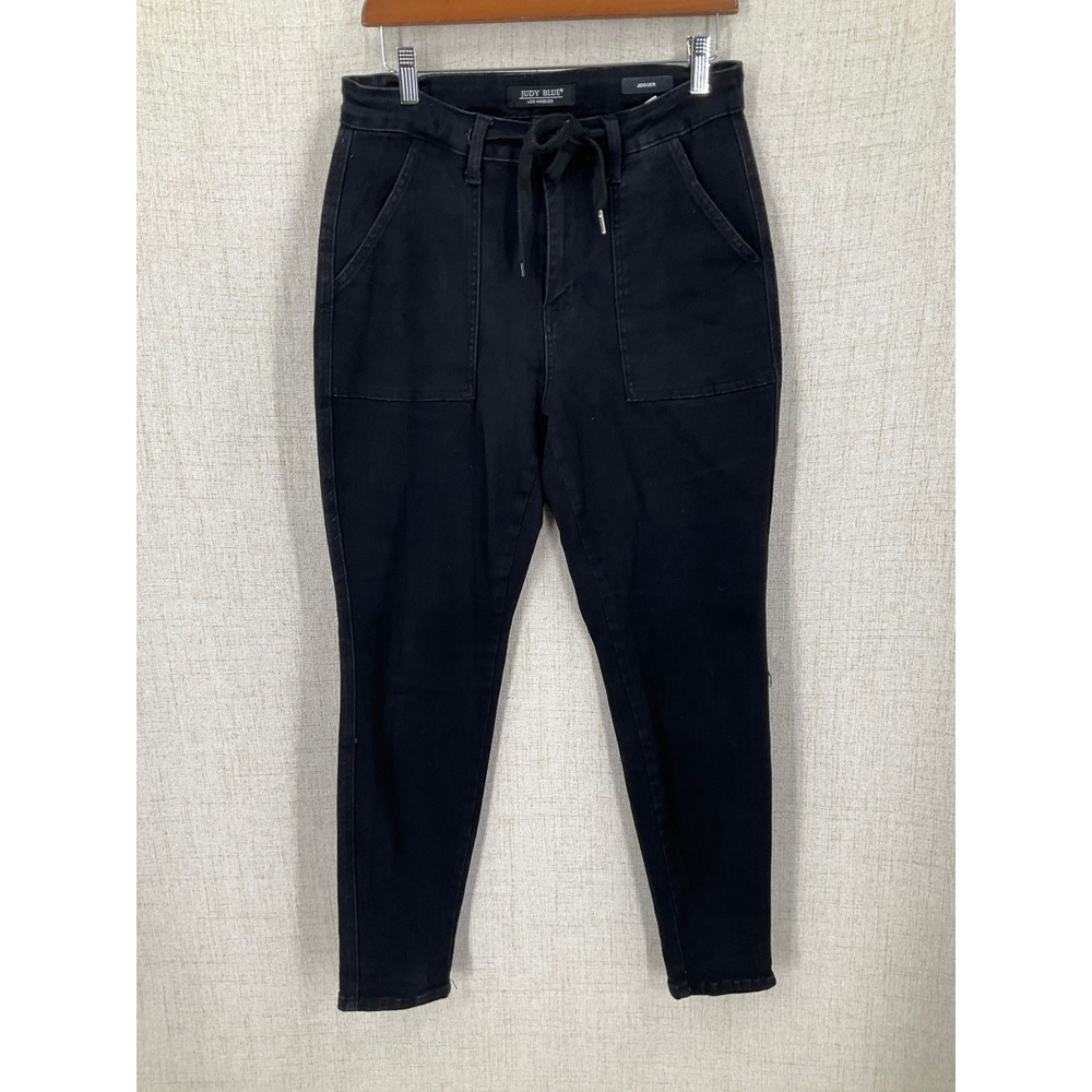 Judy‎ Blue Jogger Pants Womens 9/29 Black Cotton Blend Stretch High Rise